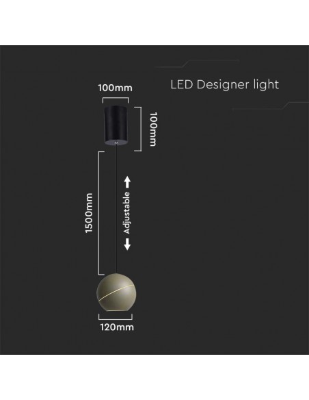 8003-Lampadario LED a Sospensione  a Forma di Campana in Metallo Colore Champagne Oro Øxcm Regolabile Touch On/Off -2