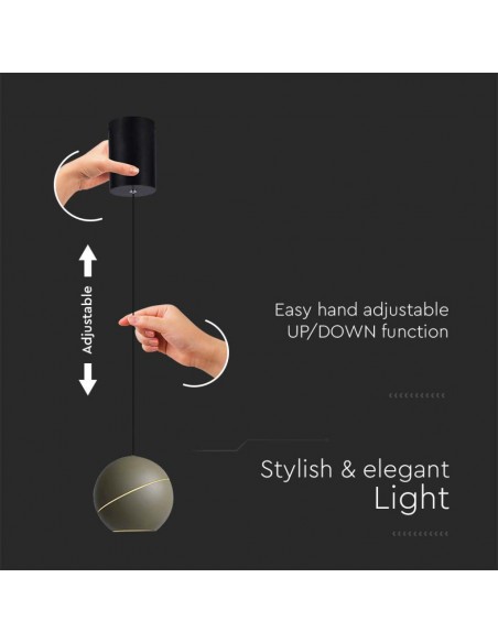 8003-Lampadario LED a Sospensione  a Forma di Campana in Metallo Colore Champagne Oro Øxcm Regolabile Touch On/Off -7