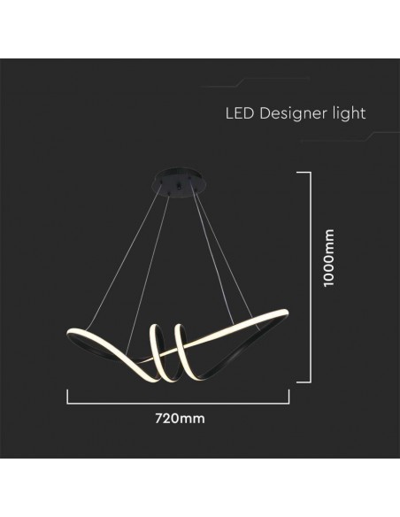 8010-Lampadario LED a Sospensione  in Metallo dal Design Moderno xcm Colore Nero -2