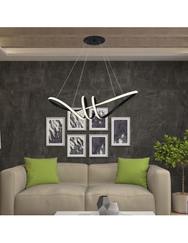 8010-Lampadario LED a Sospensione  in Metallo dal Design Moderno xcm Colore Nero -4