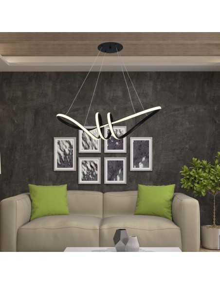 8010-Lampadario LED a Sospensione  in Metallo dal Design Moderno xcm Colore Nero -4