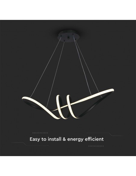 8010-Lampadario LED a Sospensione  in Metallo dal Design Moderno xcm Colore Nero -6
