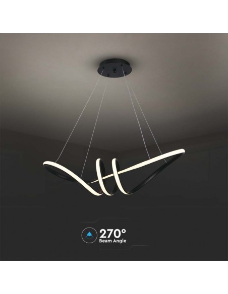 Lampadario LED a Sospensione 24W in Metallo dal Design Moderno 72*30cm Nero 3000K