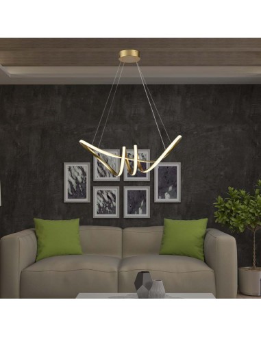 8011-Lampadario LED a Sospensione  in Metallo dal Design Moderno xcm Colore Oro -4