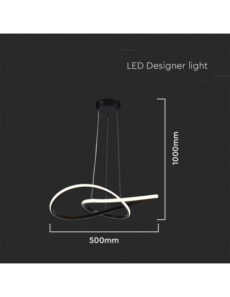 8012-Lampadario LED a Sospensione  Decorativo in Metallo dal Design Moderno xcm Colore Nero -2