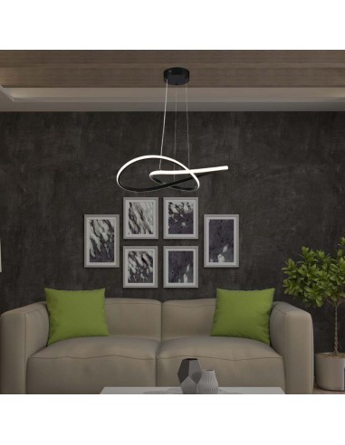 8012-Lampadario LED a Sospensione  Decorativo in Metallo dal Design Moderno xcm Colore Nero -4
