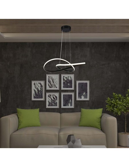 8012-Lampadario LED a Sospensione  Decorativo in Metallo dal Design Moderno xcm Colore Nero -4