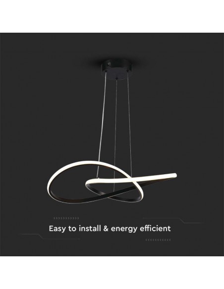 8012-Lampadario LED a Sospensione  Decorativo in Metallo dal Design Moderno xcm Colore Nero -6