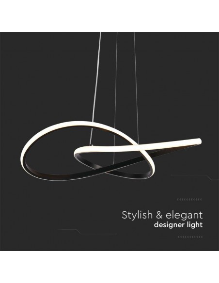 8012-Lampadario LED a Sospensione  Decorativo in Metallo dal Design Moderno xcm Colore Nero -7