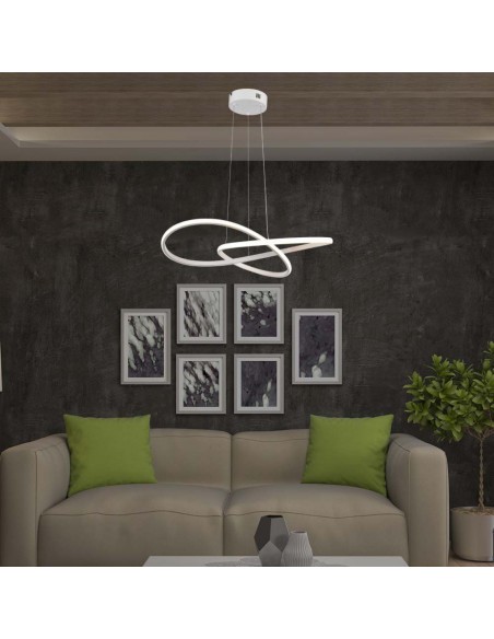 8013-Lampadario LED a Sospensione  Decorativo in Metallo dal Design Moderno xcm Colore Bianco -4