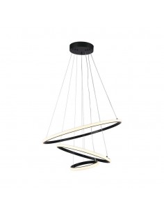 8017-Lampadario LED a Sospensione con  Cerchi  in Metallo Colore Nero  -1