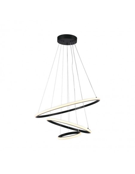 8017-Lampadario LED a Sospensione con  Cerchi  in Metallo Colore Nero  -1