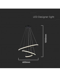 8017-Lampadario LED a Sospensione con  Cerchi  in Metallo Colore Nero  -1 2