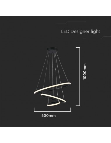 8017-Lampadario LED a Sospensione con  Cerchi  in Metallo Colore Nero  -2