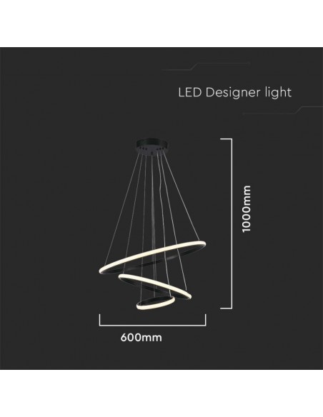 8017-Lampadario LED a Sospensione con  Cerchi  in Metallo Colore Nero  -2