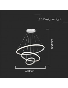 8018-Lampadario LED a Sospensione con  Cerchi  in Metallo Colore Bianco  -1 2