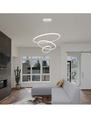 8018-Lampadario LED a Sospensione con  Cerchi  in Metallo Colore Bianco  -3