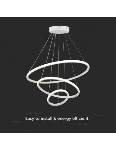 8018-Lampadario LED a Sospensione con  Cerchi  in Metallo Colore Bianco  -6