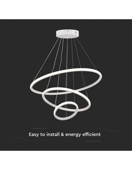 8018-Lampadario LED a Sospensione con  Cerchi  in Metallo Colore Bianco  -6