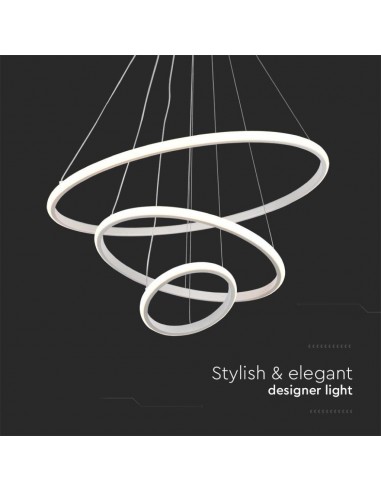 8018-Lampadario LED a Sospensione con  Cerchi  in Metallo Colore Bianco  -7