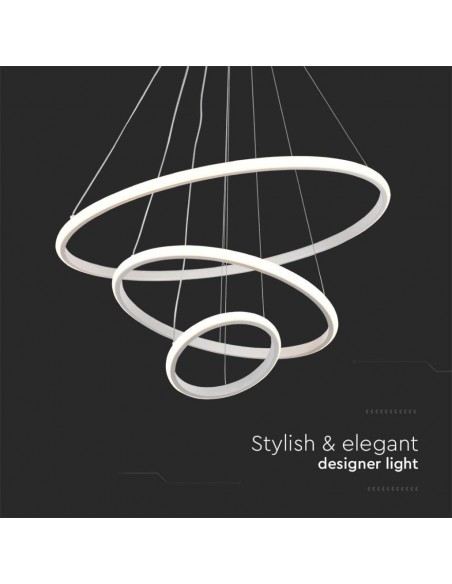 8018-Lampadario LED a Sospensione con  Cerchi  in Metallo Colore Bianco  -7