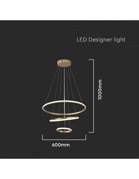 8019-Lampadario LED a Sospensione con  Cerchi  in Metallo Colore Oro  -2