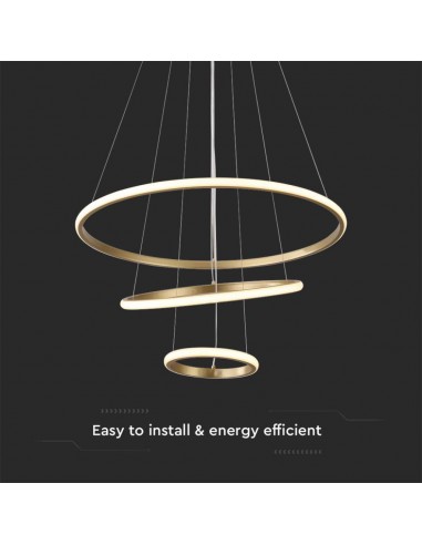 8019-Lampadario LED a Sospensione con  Cerchi  in Metallo Colore Oro  -6