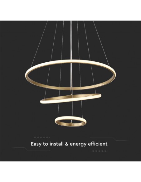 8019-Lampadario LED a Sospensione con  Cerchi  in Metallo Colore Oro  -6