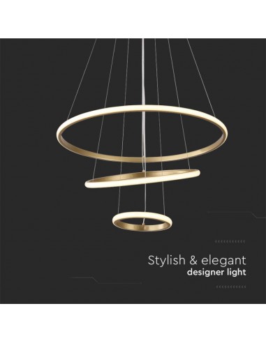 8019-Lampadario LED a Sospensione con  Cerchi  in Metallo Colore Oro  -7
