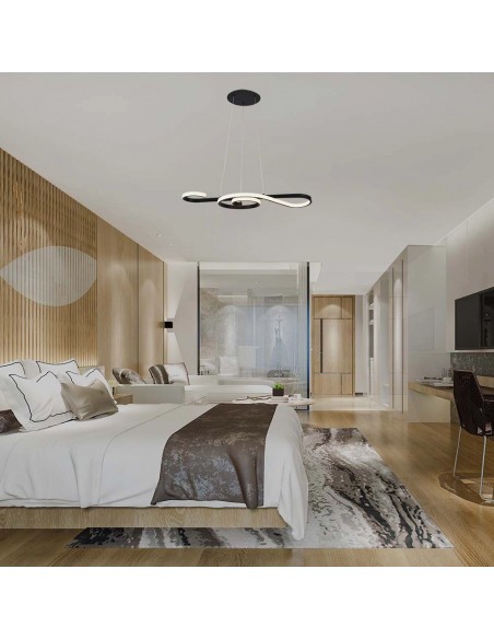 8020-Lampadario LED a Sospensione  in Metallo dal Design Moderno xcm Colore Nero -4