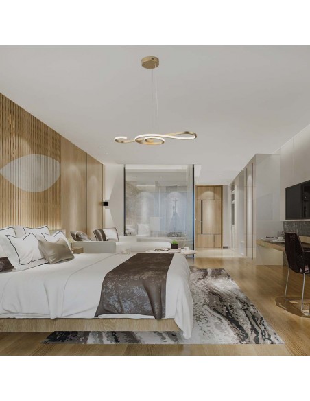 8021-Lampadario LED a Sospensione  in Metallo dal Design Moderno xcm Verniciato Oro -4