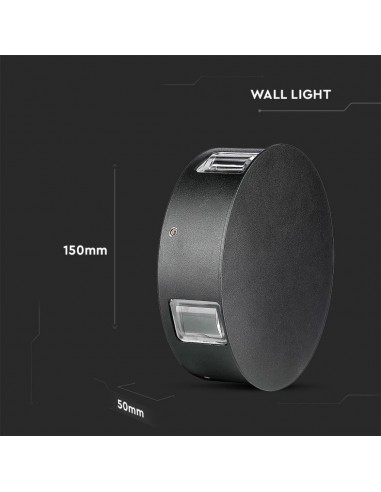 8215-Lampada LED da Muro Rotondo  LM/W Colore Nero  -3