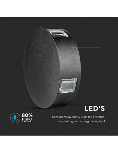 8216-Lampada LED da Muro Rotondo  LM/W Colore Nero  -6