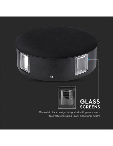 8216-Lampada LED da Muro Rotondo  LM/W Colore Nero  -7