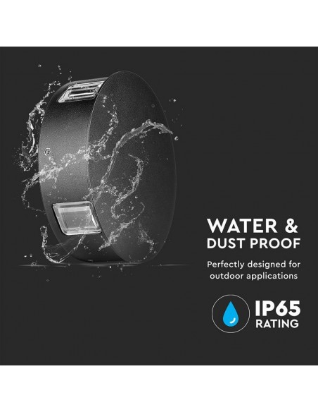 Lampada LED da Muro Rotondo 4W 110LM/W Nero 4000K IP65