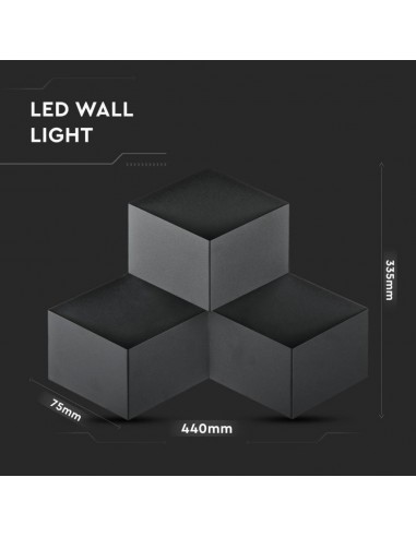 8223-Lampada LED da Muro Squadrata a Forme Sovrapposte  Colore Nero  IP-3