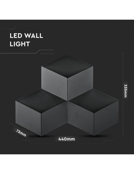 8223-Lampada LED da Muro Squadrata a Forme Sovrapposte  Colore Nero  IP-3