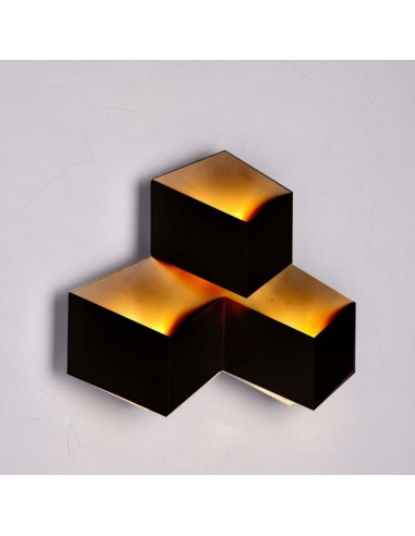 8223-Lampada LED da Muro Squadrata a Forme Sovrapposte  Colore Nero  IP-4
