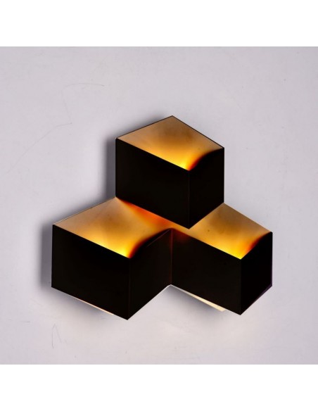 8223-Lampada LED da Muro Squadrata a Forme Sovrapposte  Colore Nero  IP-4