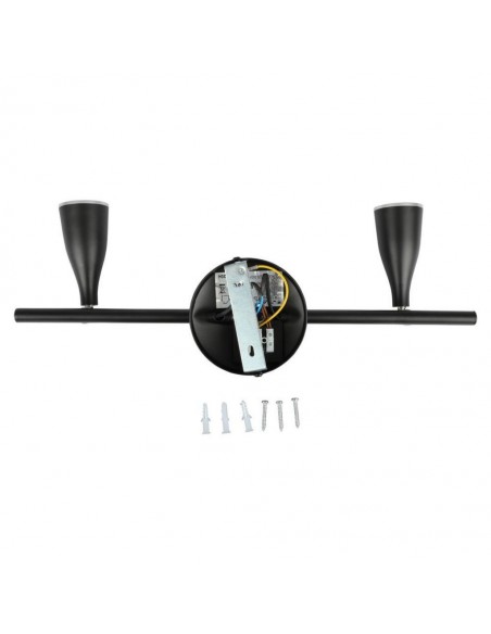 8267-Faretto LED da Muro Doppio  con Testa Orientabile Colore Nero  IP-7