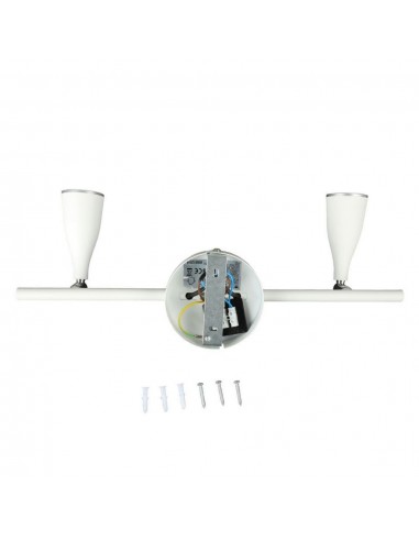 8268-Faretto LED da Muro Doppio  con Testa Orientabile Colore Bianco  IP-7