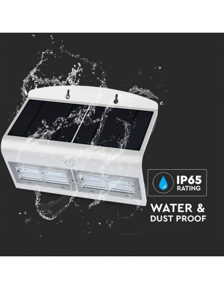 Lampada LED Solare da Muro a Batteria 6,8W 60LED con Sensore PIR Bianco 4000K IP65