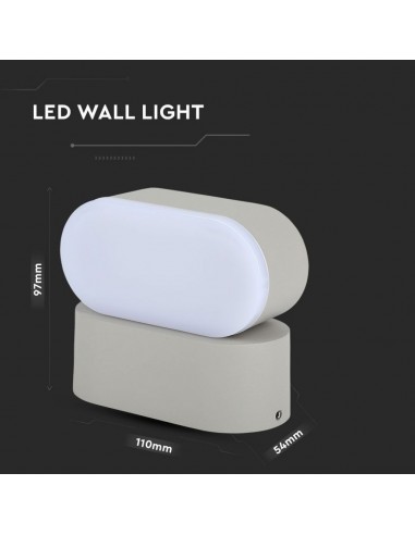 8291-Lampada LED da Muro Ovale  LM/W Colore Grigio con Testa Ruotabile  -3