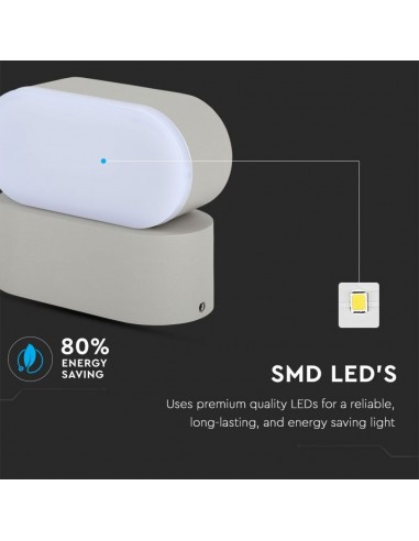 8291-Lampada LED da Muro Ovale  LM/W Colore Grigio con Testa Ruotabile  -6