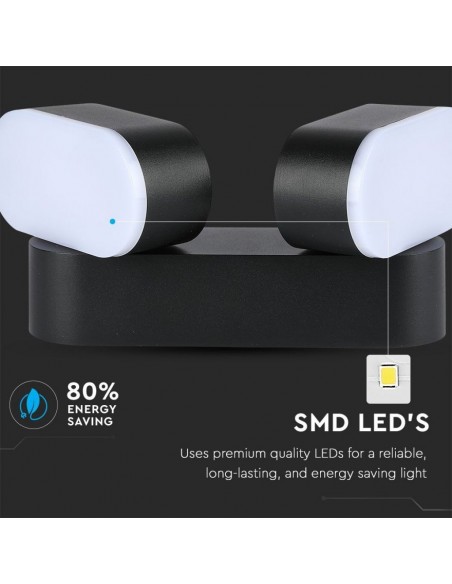 8293-Lampada LED da Muro Ovale  LM/W Colore Nero con Doppia Testa Ruotabile  -5