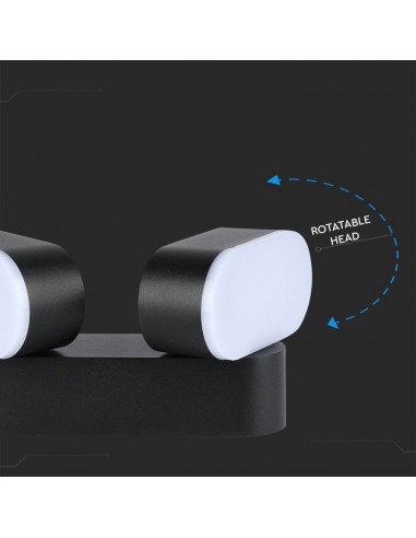 8293-Lampada LED da Muro Ovale  LM/W Colore Nero con Doppia Testa Ruotabile  -7
