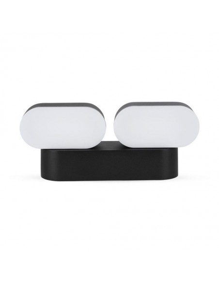 Lampada LED da Muro Ovale 12W 110LM/W Nero con Doppia Testa Ruotabile 3000K IP65