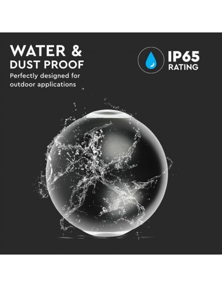 8304-Lampada LED da Muro Sferica  LM/W Doppio Fascio Luminoso Colore Nero  -7