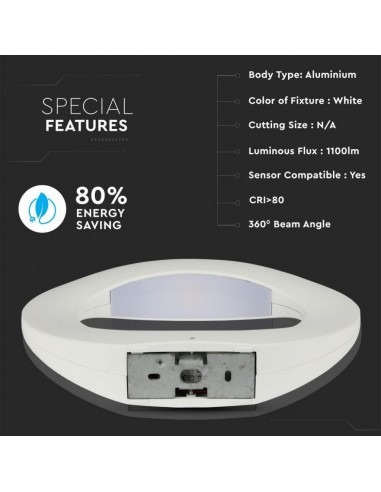 8307-Lampada LED da Muro Arrotondata  LM/W Colore Bianco  IP-6