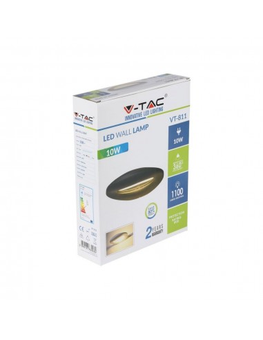 8309-Lampada LED da Muro Arrotondata  LM/W Colore Nero  IP-2